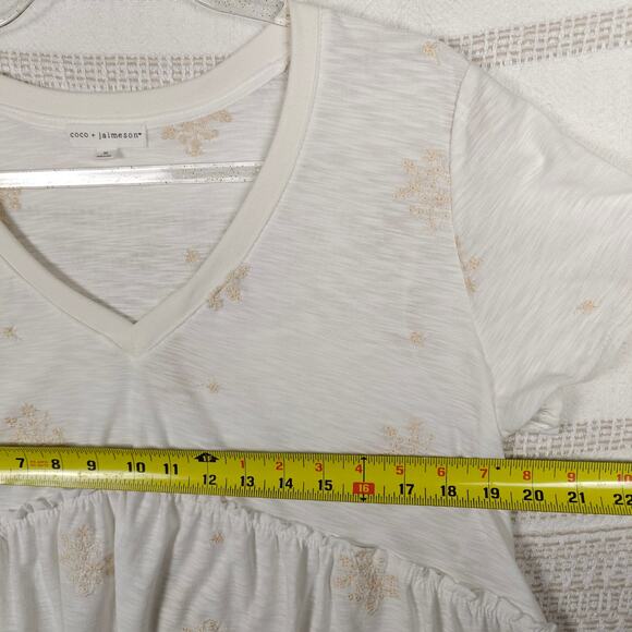 Coco & Jaimeson Off White Beige Embroidered Peplum Top Women’s XL NEW - Picture 3 of 9